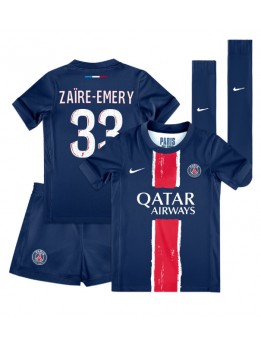 Paris Saint-Germain Warren Zaire-Emery #33 Replika Hemmakläder Barn 2024-25 Kortärmad (+ byxor)